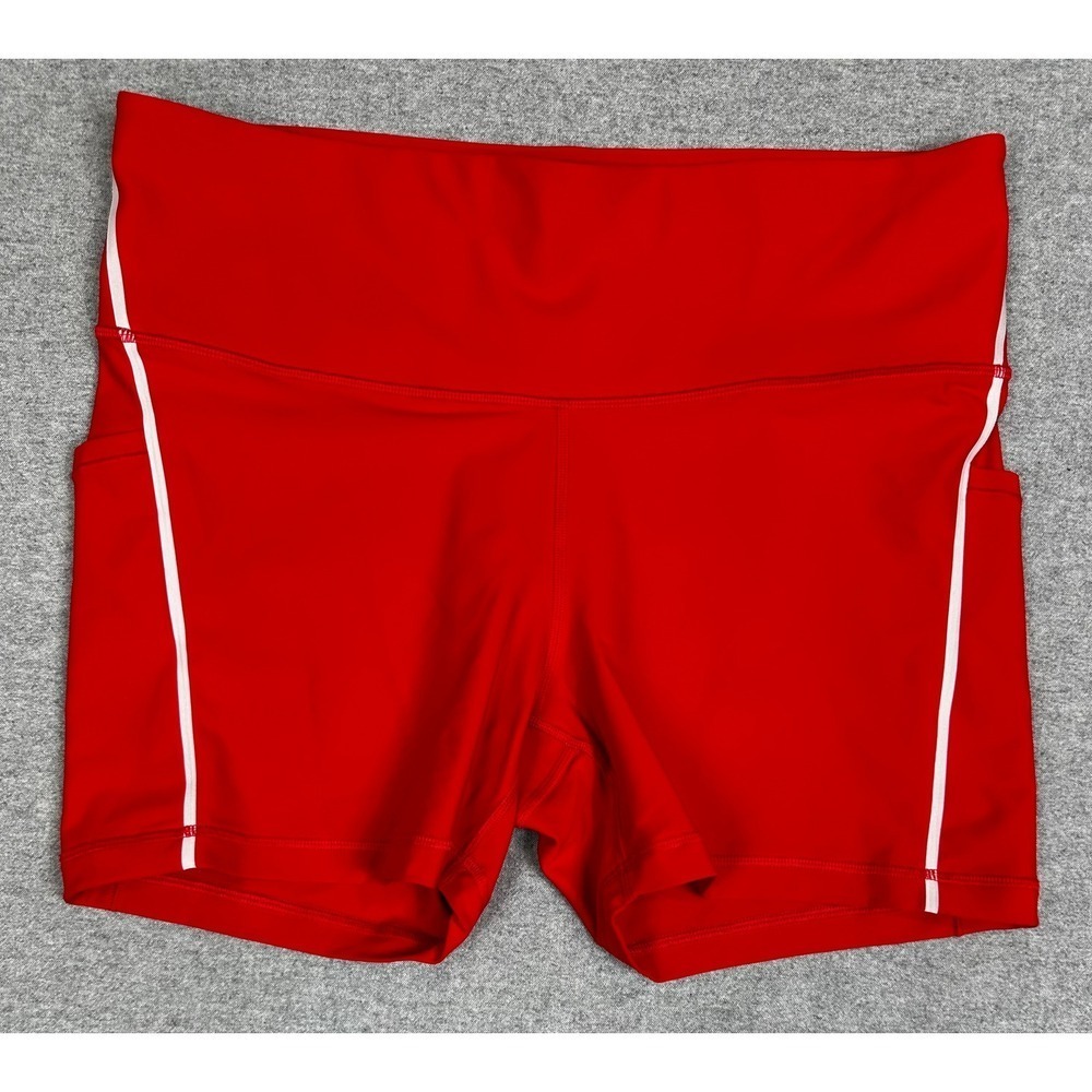 Athleta Interval Stash Tipped 5" Shorts Cardinal Red XL Pocket Athletic